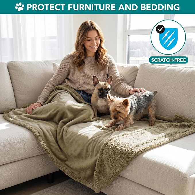 PetAmi Dog Blanket for Small Medium Dogs Cats Puppies Kittens, Soft Sherpa Fleece Pet Blanket Throw, Reversible Plush Couch Cover Protector for Crate Carrier Chair Machine Washable, 40x29, Solid Taupe