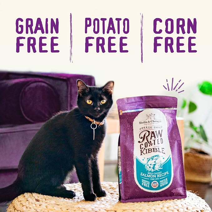 Stella & Chewy's Raw Coated Cat Food - High Protein, Grain-Free Kibble with Cage-Free Chicken - Premium Digestive Support with Probiotics - Natural Small Kibble - Perfect for Picky Eaters - 5 lb Bag