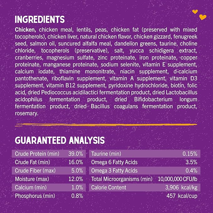 Stella & Chewy's Raw Coated Cat Food - High Protein, Grain-Free Kibble with Cage-Free Chicken - Premium Digestive Support with Probiotics - Natural Small Kibble - Perfect for Picky Eaters - 5 lb Bag