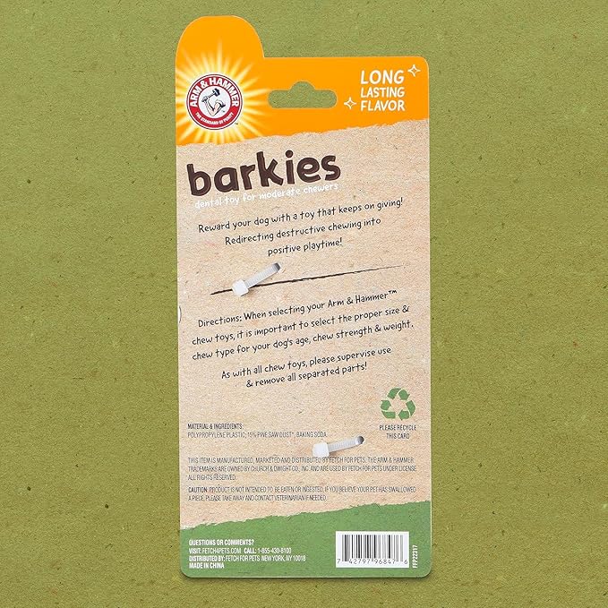 Arm & Hammer for Pets Barkies Tree Branch Compressed Wood Collection, 8 Inch Bacon Flavored Chew Toy for Dogs, Faux Stick, Splinter-Free, Safer Alternative to Chewing Sticks - 2 Pack