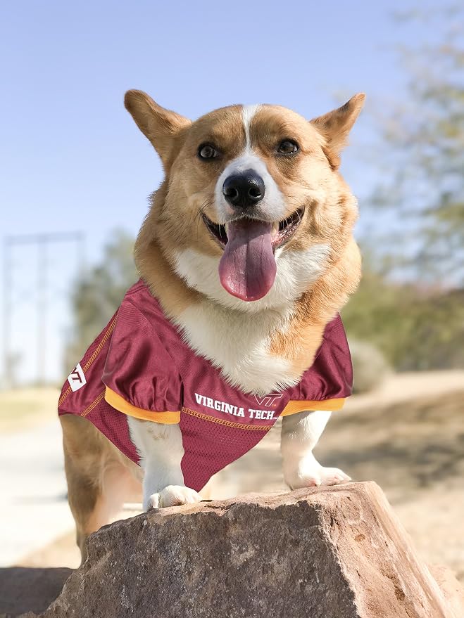 Pets First NCAA College Virginia Tech Hokies Mesh Jersey for DOGS & CATS, Small.Licensed Dog Jersey with your Favorite Football/Basketball College Team