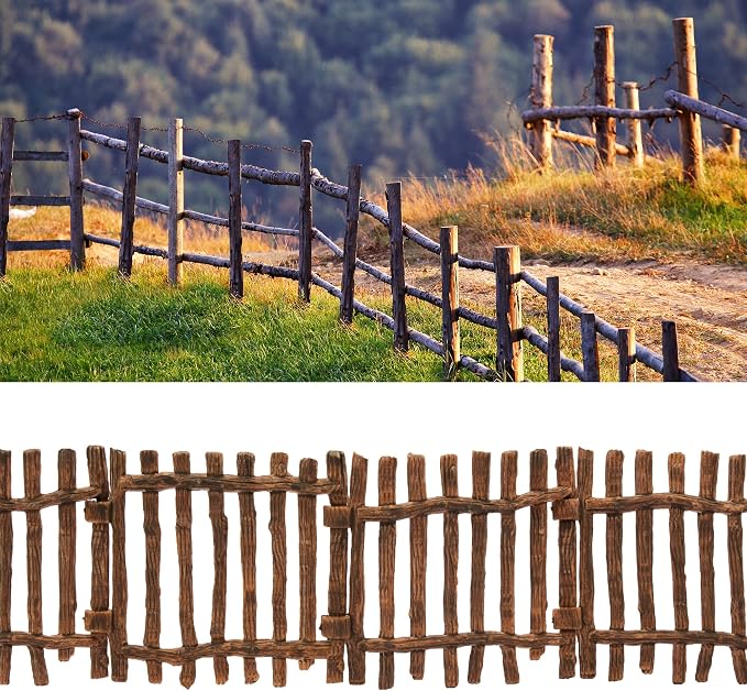 Realistic Toy Fence, Large Corral Fencing Panel Accessories Playset, Farm Fence Toys for Barn Paddock Horse Stable Horses Figurines, Christmas Birthday Gift for Kids Toddler