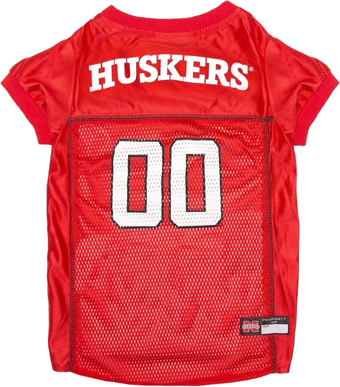 Pets First NCAA College Nebraska Cornhuskers Mesh Jersey for DOGS & CATS, XX-Large. Licensed Dog Jersey with your Favorite Football/Basketball College Team