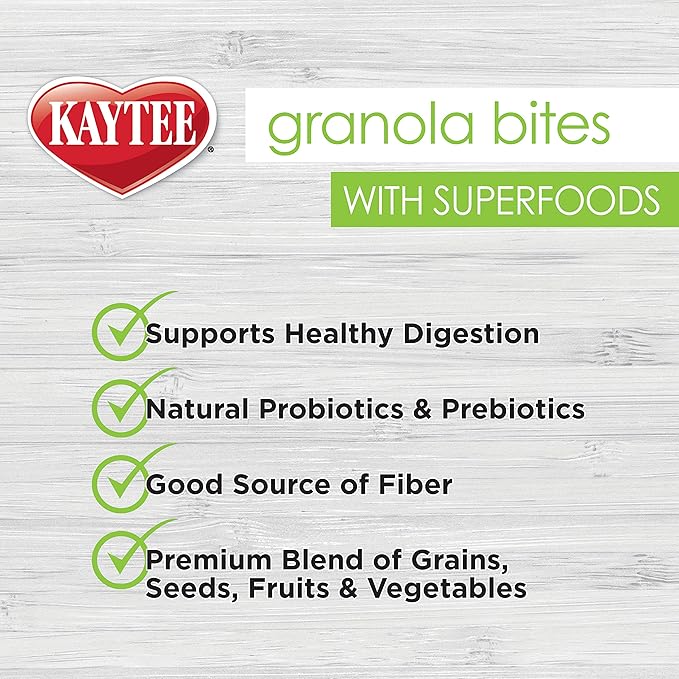 Kaytee Granola Bites with Super Foods Granola Bites and Flax for Pet Birds Conure, Cockatiel, Lovebird, Parakeet, Amazon, African Grey, Ecletus, Pionus, Cockatoos and Macaws, 4.50 Ounce (Pack of 2)