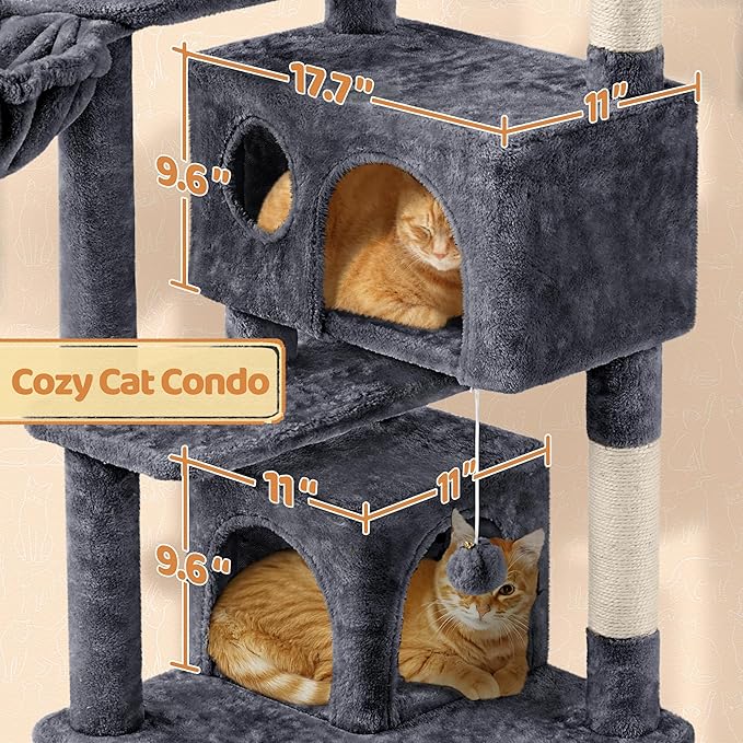 Topeakmart 57 inches Multi-Level Cat Tree Cat Condo with Scratching Posts Kittens Activity Tower Pet Play House Furniture