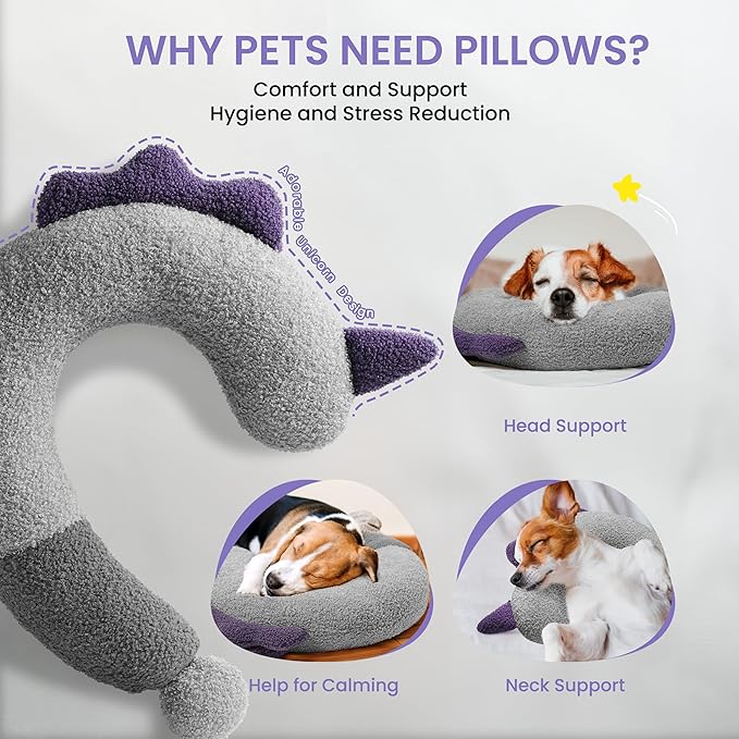 HiPetpy Dog Calming Pillow - Soft Neck Pillow for Dogs, Washable Sleep Pillow for Better Sleep, Reduces Anxiety, Gift for Small/Medium/Large Dogs and Cats