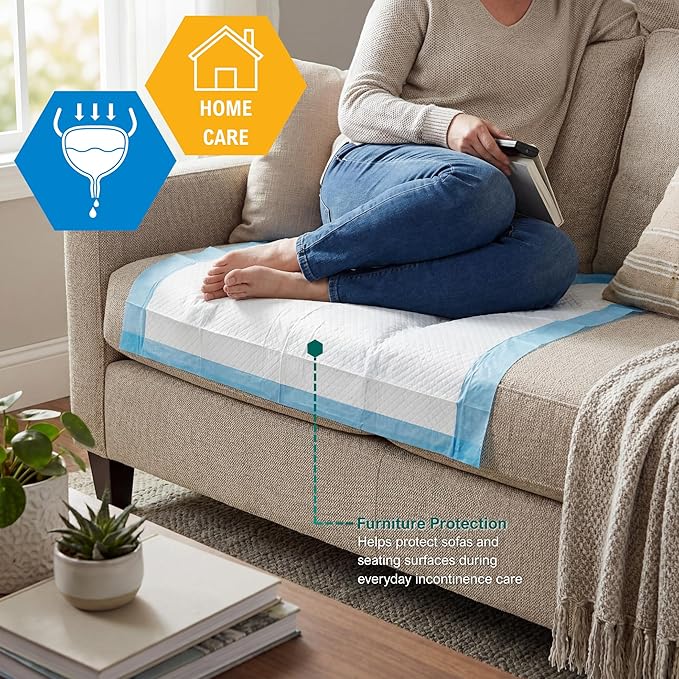 MED PRIDE Disposable Underpads 17'' x 24'' (300-Count) Incontinence Pads, Bed Covers, Puppy Training | Thick, Super Absorbent Protection for Kids, Adults, Elderly | Liquid, Urine, Accidents