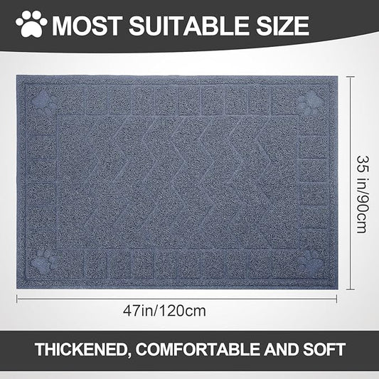 Cat Litter Mat, Litter Trapping Mat Soft on Kitty Paws, 47" x 35" Kitten Litter Box Mat for Cleaner Floors, Waterproof, Easy Clean, Durable XL Large Size Cat Litter Pad for Kitten.…