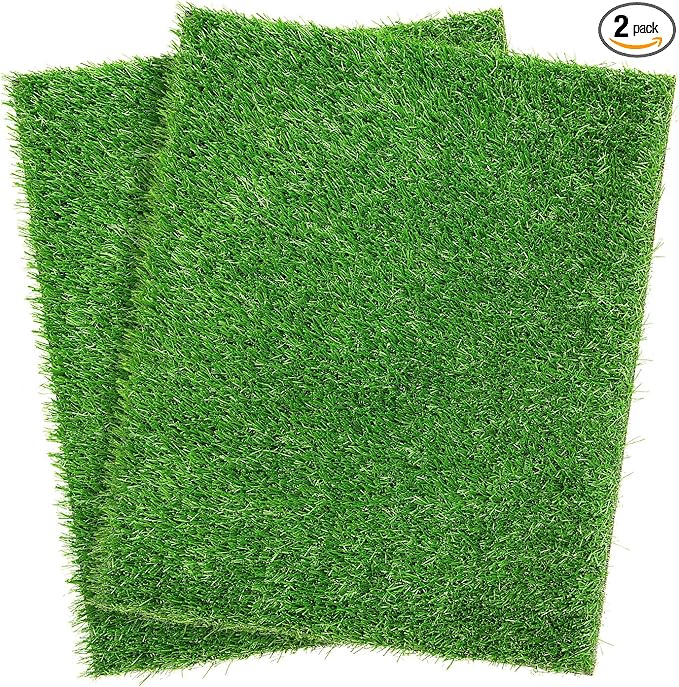 Artificial Dog Grass Pee Pad 20”x 25” 2 Pack, Grass Pad for Dogs Indoor Potty Training, Replacement Turf for Puppy, Washable Reusable Realistic Fake Grass Mat for Apartment, Balcony