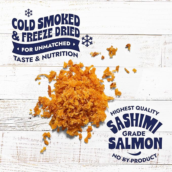Finfare Freeze Dried Cat Food Toppers, Salmon Sprinkles, Grain Free Meal Toppers for Cats to Support Taste & Nutrition - High Protein & Omega-3s, Crafted in USA, 6oz