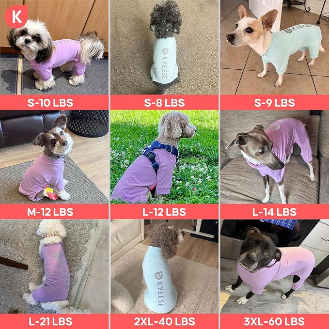 KYEESE UV Protection Dog Shirt, UPF 50+ Cooling Summer Jumpsuit for Large Dogs, Breathable Reflective Shedding Control Dog Sun Shirts, Quick-Dry Dogs Onesie Pet Clothes, Purple, 3XL