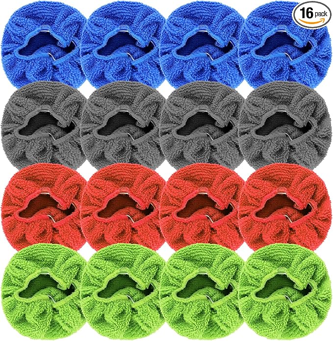 wuyaoyao 16PCS Car Windshield Cleaning Tool Bonnets, Microfiber Cleaning Cloth for Windshield Cleaning Tool, Replaced Car Care Microfiber Windshield Cleaner Cloths Pad, Fits 3" Plate (16PCS)