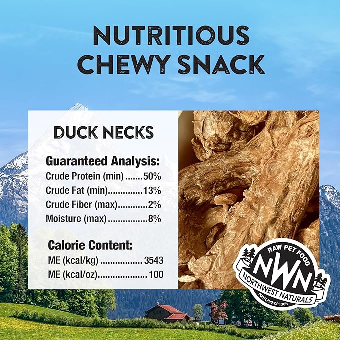 Northwest Naturals Raw Rewards Freeze-Dried Duck Neck Treats for Dogs and Cats - Bite-Sized Pieces - Healthy, 1 Ingredient, Human Grade Ingredients, All Natural, Proudly Made in USA, 5 Oz (Pack of 3)