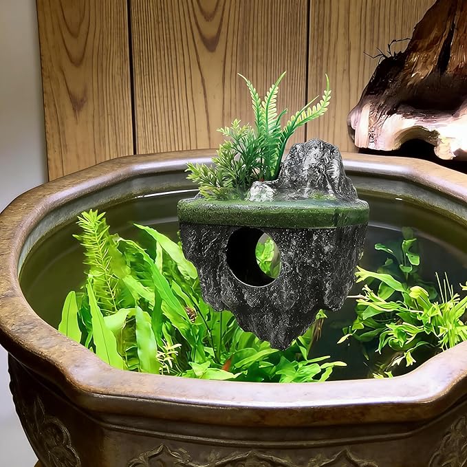 Floating Stone Aquarium Decoration, Realistic Rock Fish Tank Ornament Artificial Resin Suspended Stone Decor for Aquascaping, Resin Landscaping Decor