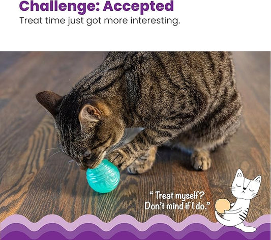 Catstages Ball Treat Stuffer Cat Toy – Interactive Treat Dispensing Ball for Cats, Mental Stimulation & Physical Exercise, Soft & Durable, Green (Pack of 2)
