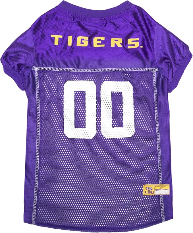 Pets First NCAA College LSU Tigers Mesh Jersey for DOGS & CATS, X-Small.Licensed Dog Jersey with your Favorite Football/Basketball College Team