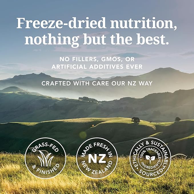 Feline Natural High Protein Dry Cat Food, Freeze-Dried Diet with 98% Meat, Organs & Seafood, No Peas, Grains, or Artificial Additives, Made in New Zealand, Lamb, 11oz