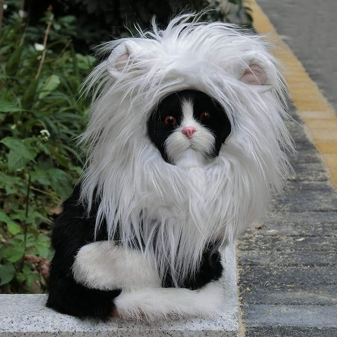 Onmygogo Lion Mane Wig for Cats and Dogs, Funny Pet Cat Costumes for Halloween Christmas, Furry Pet Clothing Accessories