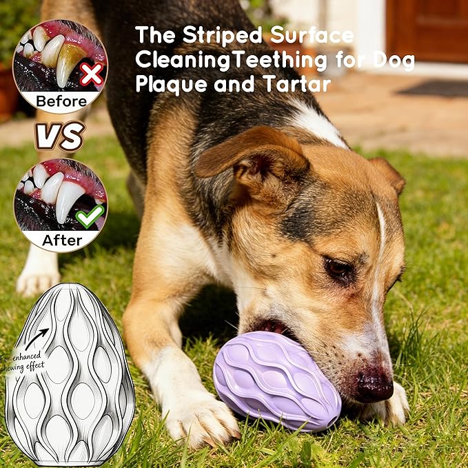 Dog Toys for Aggressive Chewers Durable Interactive Dog Chew Toys Tough Indestructible Treat Dispensing Cognitive Toys Mental Enrichment Puzzle Feeder Boredom Buster Anxiety Relief (Purple)
