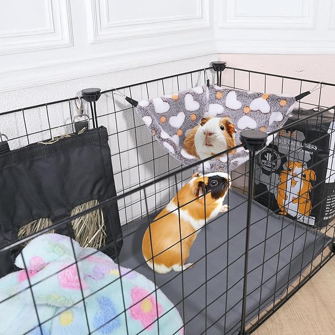 Pack of 2 Hanging Corner Hammock with Hooks for Rats, Squirrels, Sugar Gliders, Guinea Pigs, Hamsters and Other Small Animals. Perfect for Pet Critter Cages. M, Blue+Pink