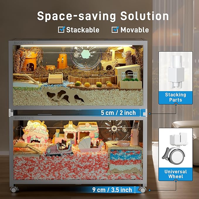 BUCATSTATE Cage 3.0 Universal Wheel & Stacking Accessories, Cages 3.0 Accessories That Support Moving and Stacking (for Cage 3.0, White)