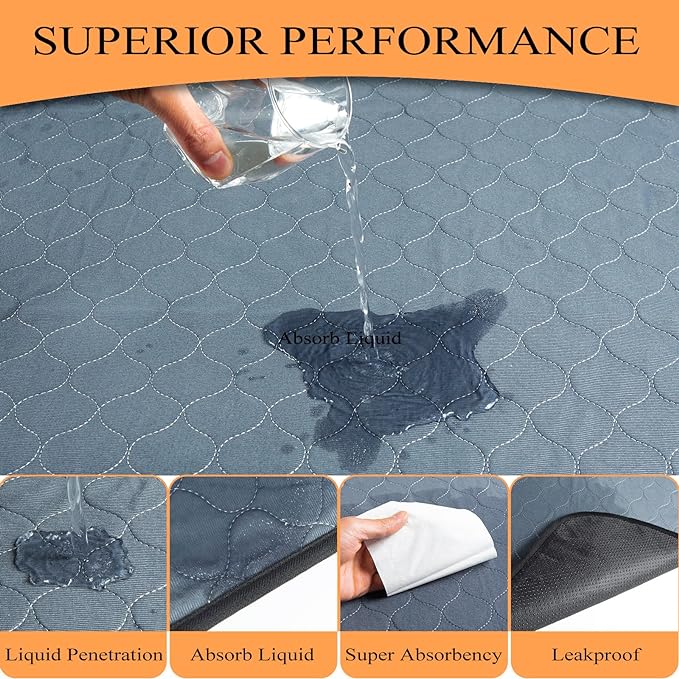 Washable Pee Pads for Dogs 48" x 48", 2 Pack, Reusable Puppy Pads, Dog Training Pads with Quick Dry, Large Anti-Slip Whelping Pad for Pet, Playpen, Incontinence, Housebreaking