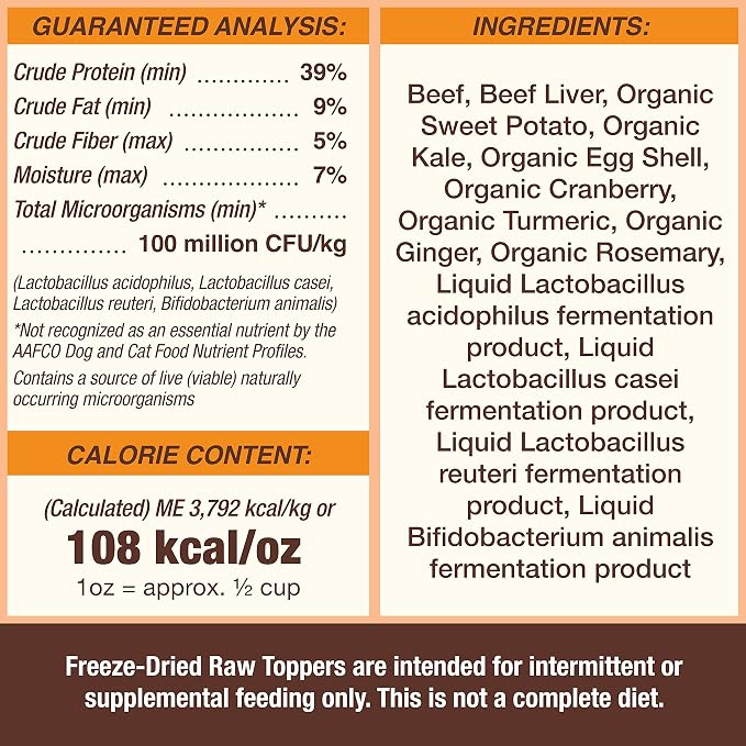 Primal Dog Food Toppers & Cat Food Toppers, Cupboard Cuts, Grain Free Meal Mixers with Probiotics, Raw Freeze Dried Dog Treats & Cat Treats, Great for Training (Beef, 18 oz)