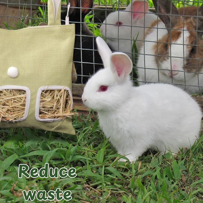 Cute Hanging Rabbit Hay Feeder Bag, Guinea Pig Hay Bag, Bunny Feeders Holder Storage For Small Pets Bunnies Chinchilla Hamster Rats, Guinea Pig Accessories For Cage, Bunny Accessories For Cage (Green)