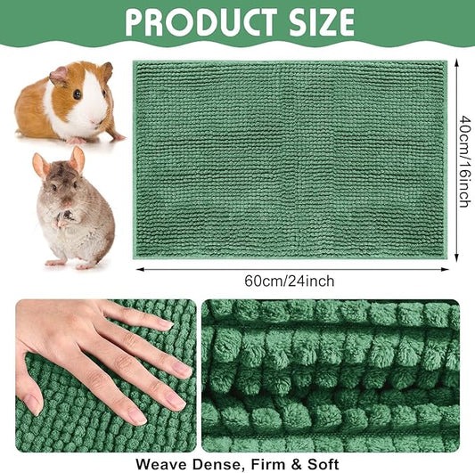Amylove 4 Pcs Guinea Pig Cage Liner Washable Fleece Pee Pads Pet Dog Cat Bedding Training Mat for Small Animal Guinea Pig Puppy Bunny Hamster(16 x 24 Inch,Rectangular,Dark Green)