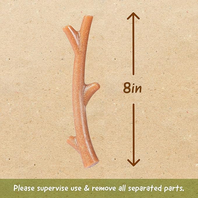 Arm & Hammer for Pets Barkies Tree Branch Compressed Wood Collection, 8 Inch Bacon Flavored Chew Toy for Dogs, Faux Stick, Splinter-Free, Safer Alternative to Chewing Sticks - 2 Pack