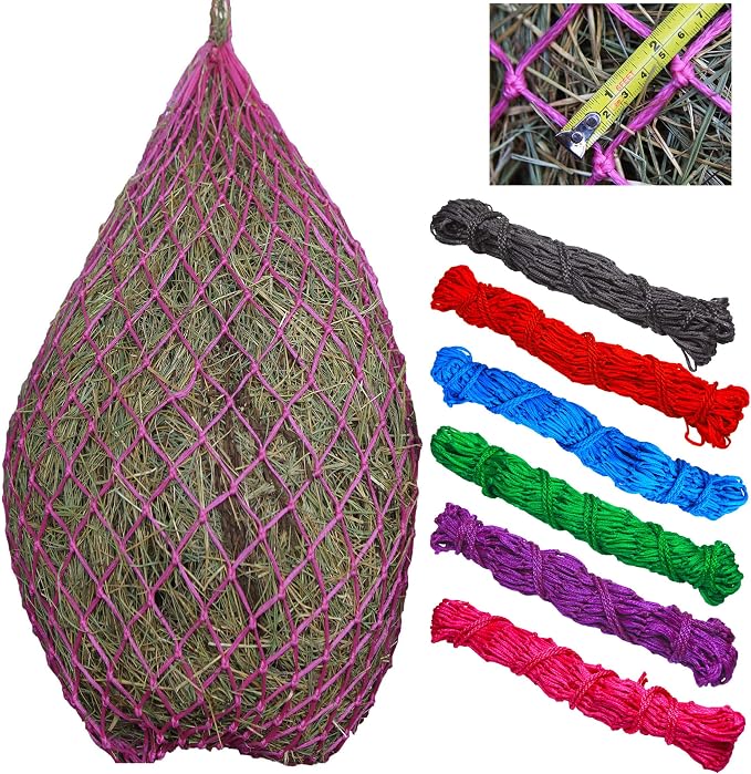 T TEKE 2 pcs Classic Slow hay Feeder hay nets, 40" Length with 2" Holes, Horse Supplies hay Bags for Horses, Goat Feed