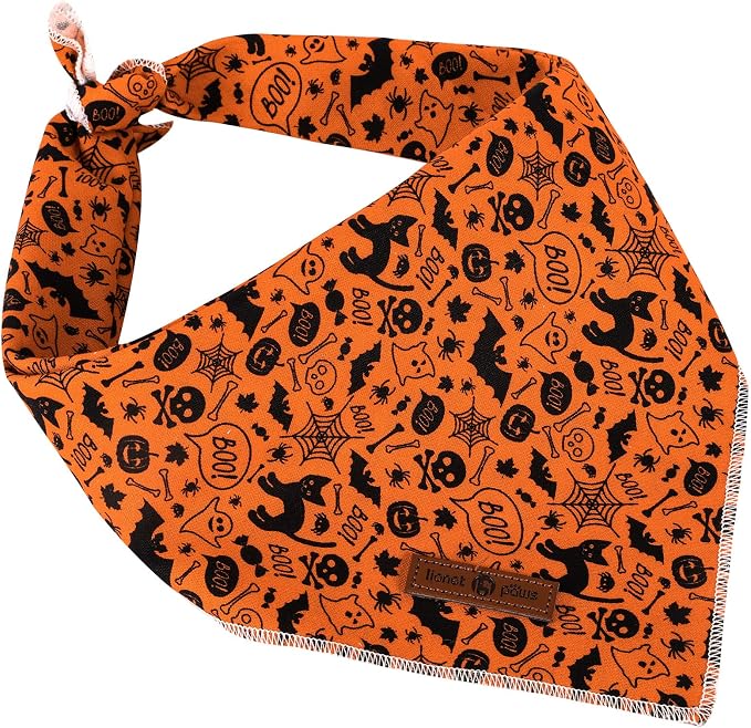 Lionet Paws Halloween Dog Bandana,Fabric Black Bat Dogs Kerchief for Small Medium Dogs,Dog Cotton Triangle Bibs Scarf for Girl Boy