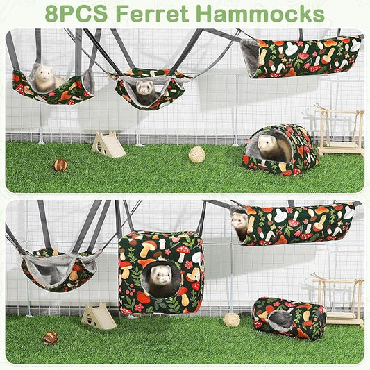Ferret Hammock 8 Pack Guinea Pig Hammock Washable Rat Chinchilla Hammock Hamster Cage Accessories Cozy Ferret Bed Toys for Small Animals Pet Sugar Glider