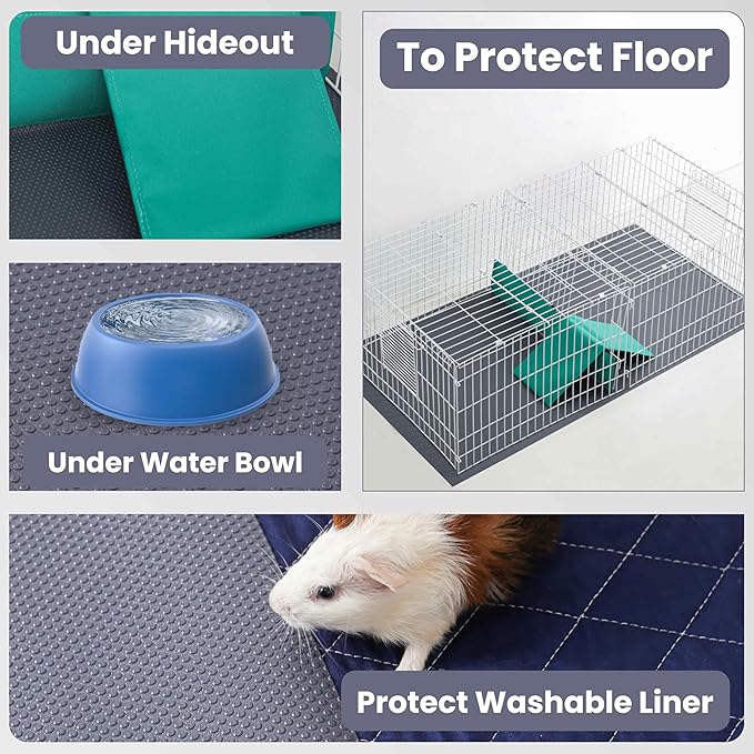 Waterproof Guinea Pig Cage Liner Roll, 18"x79", Cut to Fit EVA Mat for Bunny & Small Animal Cages, Reusable & Non Slip Plastic Rabbit Bedding, Ideal for Reptile Enclosures, Includes 5 Stickers, Gray