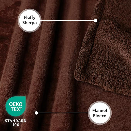 PetAmi Dog Blanket for Small Medium Dogs and Cats, Soft Sherpa Fleece Pet Blanket Throw for Puppies Kittens, Reversible Plush Couch Cover Protector Sofa Bed Crate, Machine Washable, 60x40, Solid Brown