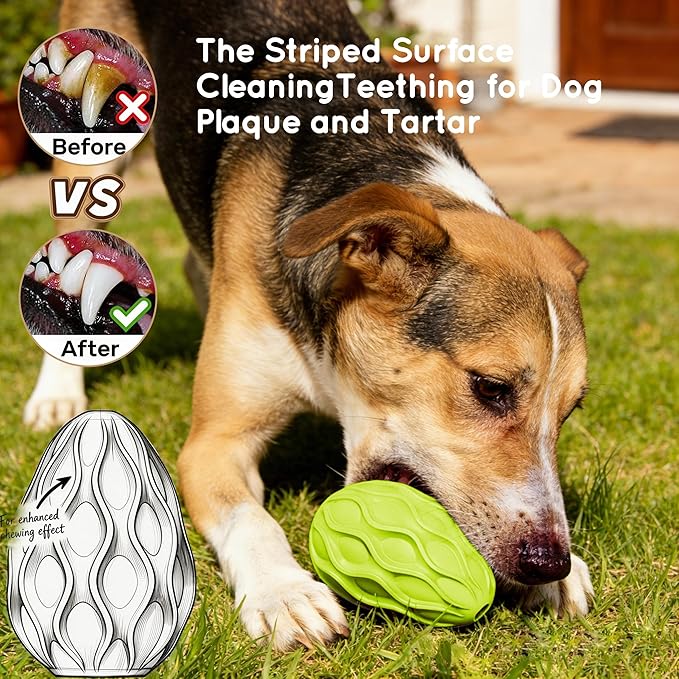 Dog Toys for Aggressive Chewers Durable Interactive Dog Chew Toys Tough Indestructible Treat Dispensing Cognitive Toys Mental Enrichment Puzzle Feeder Boredom Buster Anxiety Relief (Green)
