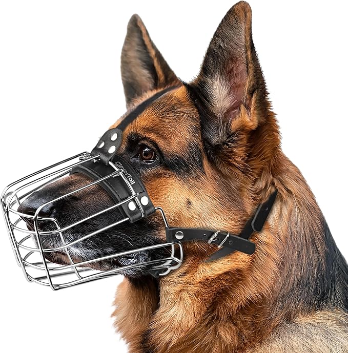German Shepherd Muzzle for Large Sized Dog – Metal Dog Muzzle for German Shepherd – Steel Basket Muzzles for Large Dogs – Wire Cage Muzzles for Medium Dogs Husky, Belgian Malinois