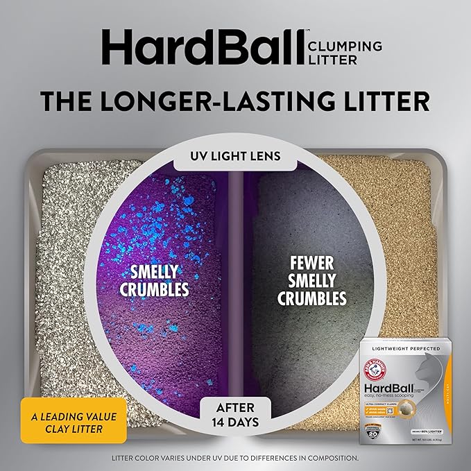 ARM & Hammer Hardball Lightweight Platinum Multi-Cat Clumping Cat Litter Odor Control, Easy No-Mess Scooping, Garden Bloom Scent, 14.5 Lbs.