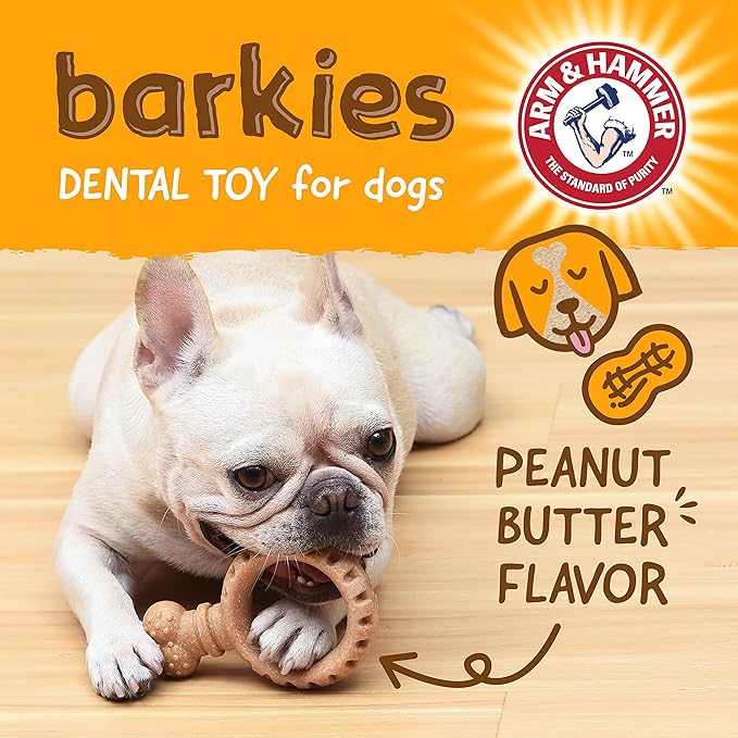 Arm & Hammer for Pets Barkies Ring Compressed Wood Chew Toy for Dogs, 5.5 Inch, Peanut Butter Flavor, Splinter-Free and Safer Than Real Sticks, Faux Stick Wood Blend Chew Toy