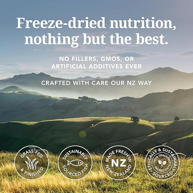 K9 Natural Lamb & King Salmon Freeze Dried Dog Food, High-Meat Natural Complete Meal or Meal Toppers for Dogs, Grass-Fed Lamb & King Salmon from New Zealand, Grain-Free, GMO-Free, 3.5oz