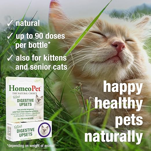 HomeoPet Feline Digestive Upsets, Safe and Natural Cat Digestive Support, 15 Milliliters