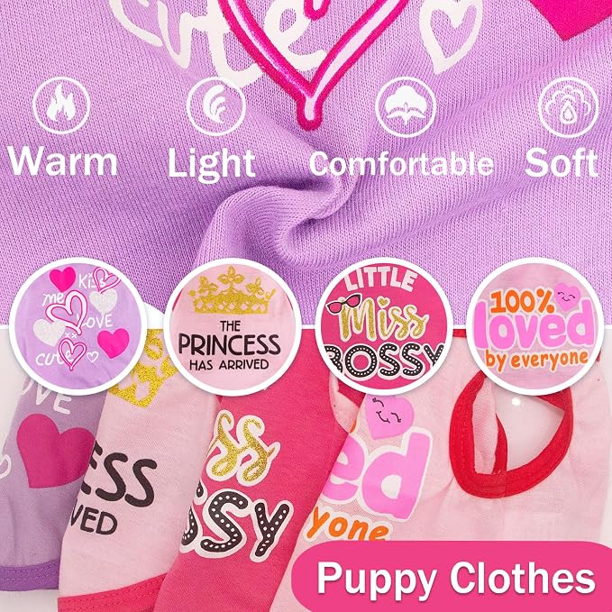 4 Pieces Chihuahua Clothes Cute Dog Clothes for Small Dogs Girl Puppy Shirt Yorkie Clothes Soft Pink Extra Small Dog Pet Clothing Comfortable XXS