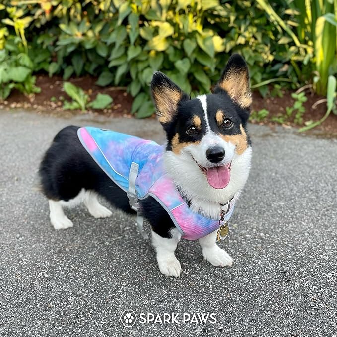 Spark Paws Dog Cooling Vest - SPF 50 UV Sun Protection - Summer Heat Relief Gear for Dogs, Lightweight, Evaporative Cooling - Dog Anxiety Relief Vest During Hot Days - Snowcone, Large