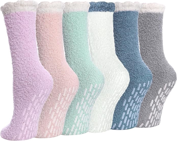 Ginmewrae Women Fuzzy Socks Cozy Soft Fluffy Cute Animal Slipper Socks Sleeping Warm Socks Christmas Gift for Girls