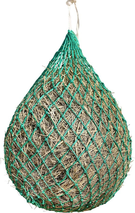 Harrison Howard Slow Feed Hay Net for Horses, 40 Inch Hay Bag Holds 1–2 Flakes, 2 Inch Mesh Durable Hanging Feeder for Stable, Pasture & Livestock-Grass Green