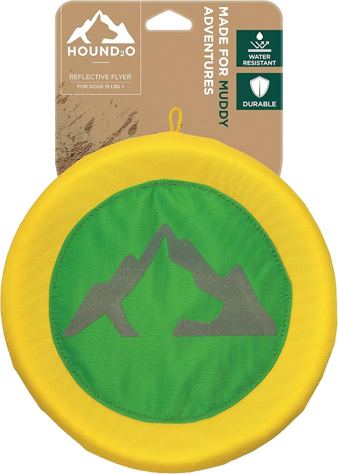 Playology HOUND2O Dog Toys | Reflective Flyer Toy Frisbee for Dogs | Green Outdoor Dog Toy for Fetch