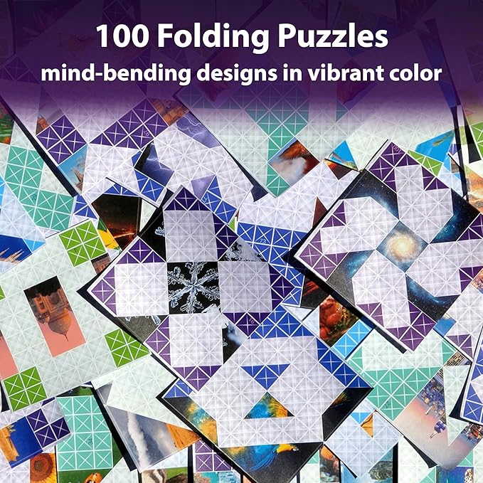 FOLDOLOGY - The Origami Puzzle Game! Brain Teasers for Tweens, Teens & Adults | Easter Basket Stuffer, Gift for Ages 10+, Travel Game, STEM Toy | Fold the Paper, Complete the Picture | 100 Puzzles
