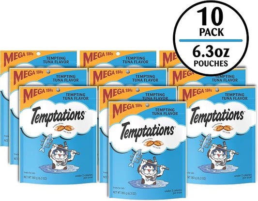 Temptations Cat Treats Classic Crunchy and Soft Cat Treats, Tempting Tuna Flavor, 6.3 oz. Pouch (Pack of 10)