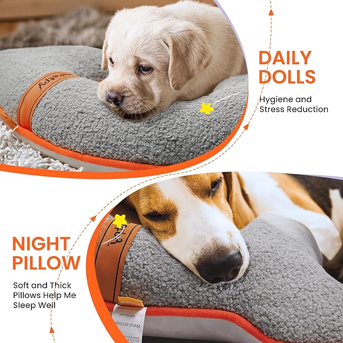 HiPetpy Dog Bed Pillow, Soft Dog Pillows for Dogs, Head & Neck Support for Dogs, Kids, Adults,Washable Dog Calming Pillows for Better Sleep for Medium Pet