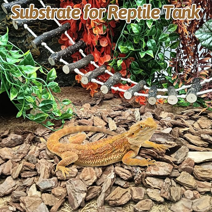 BNOSDM Reptile Pine Bark Substrate 17oz Tortoise Bedding for Habitat Natural Flat Cork Wood Bulk Terrarium Reusable Bark Pieces for Lizard, Crested Gecko, Spider, Chameleon, Ball Python, Tree Frog